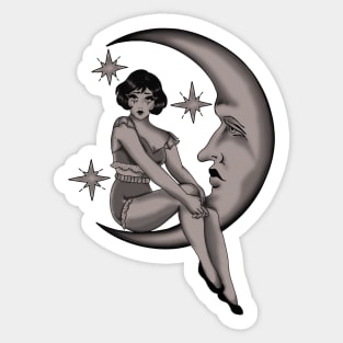 Tattoo Woman on the Moon Sticker